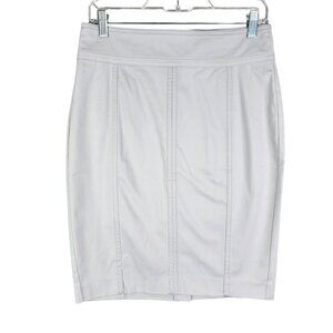Womens White Ann Taylor Astor Pencil Skirt Cotton Blend Stretch Zip Back Size 6